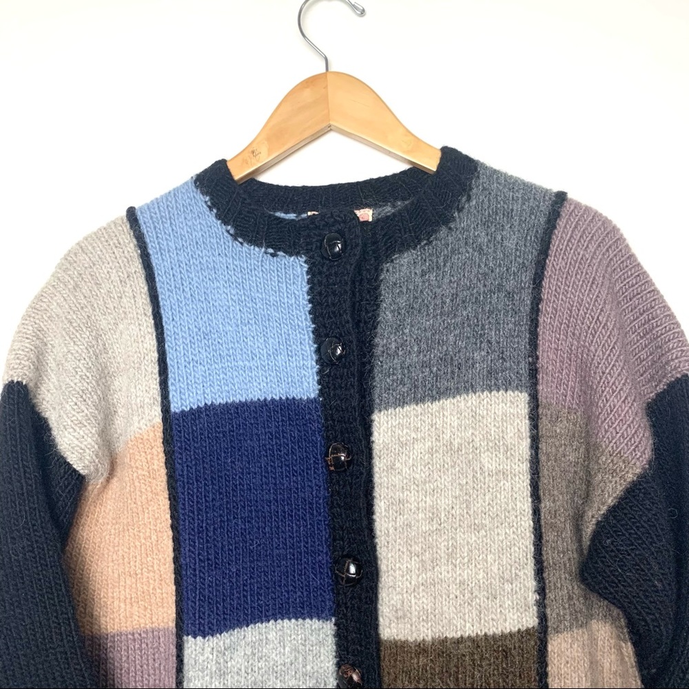 Vtg Hand Knit Chunky Patchwork Oversized Granny C… - image 3